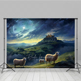 Aperturee Aperturee Nativity Scene Photography Backdrop Shepherds and Sheep Watching Star of Bethlehem Religious Christmas Photo Prop